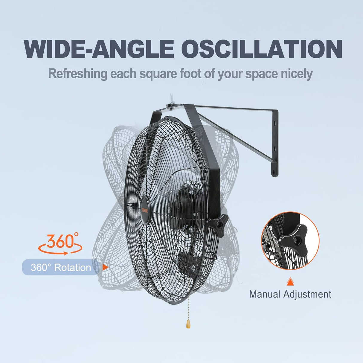 VEVOR Ventilador de Pared 18 3 velocidades IP44, 4150 CFM