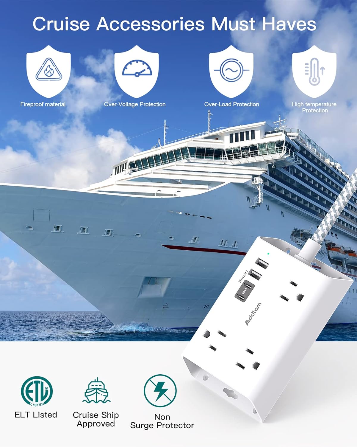 Cruise Ship Essentials – Regleta de alimentación de enchufe