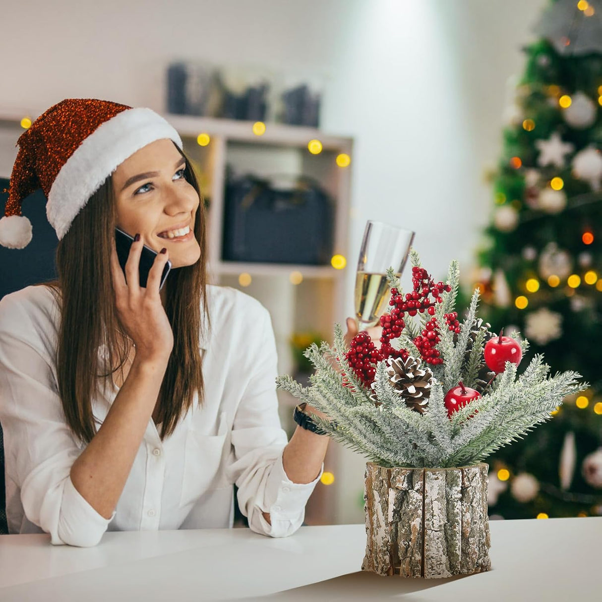 Árbol de Navidad Artificial Mini, Super Holiday, 13.7 Pulgadas