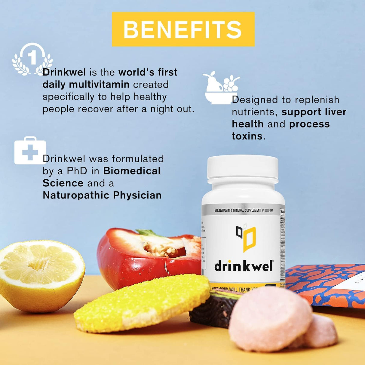 Suplemento Multivitamínico Drinkwel - 30 Cápsulas Acción Detox