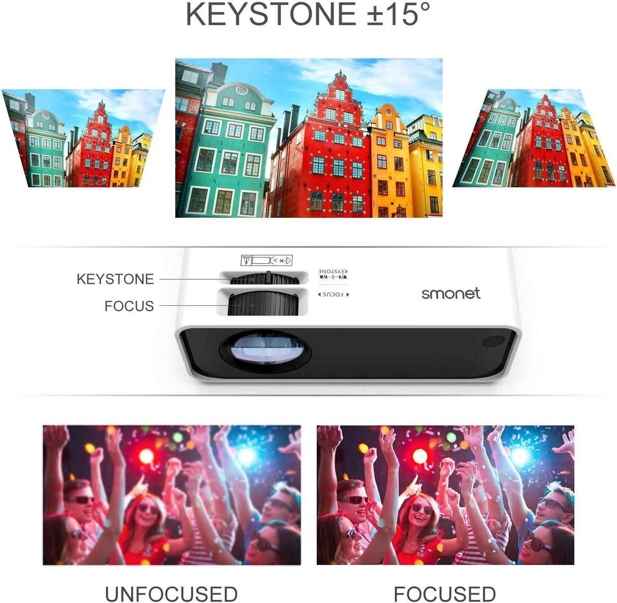 Proyector SMONET 1080P HD 7500L Mini Portátil para TV y PS5