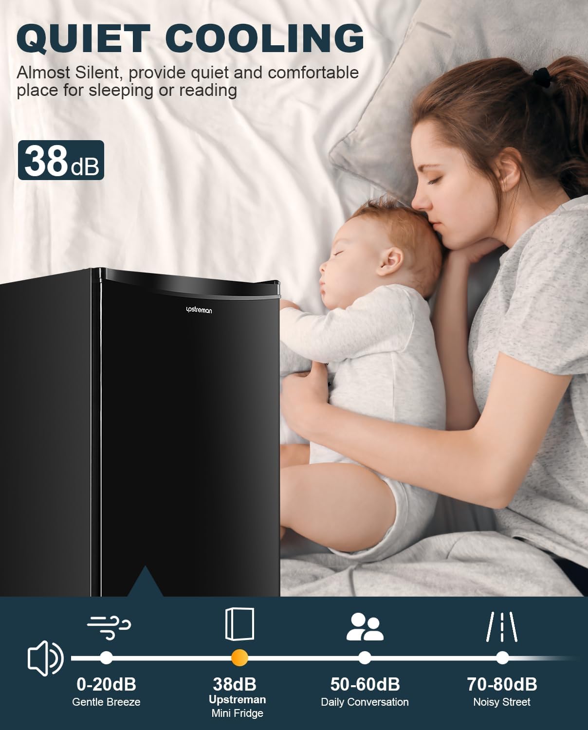 Mini Nevera con Congelador Upstreman, 3.2 Cu.Ft, BR321