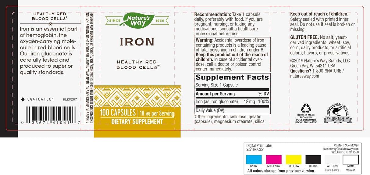 Suplementos Iron Support Healthy Red Blood Glóbulos 100 cáp