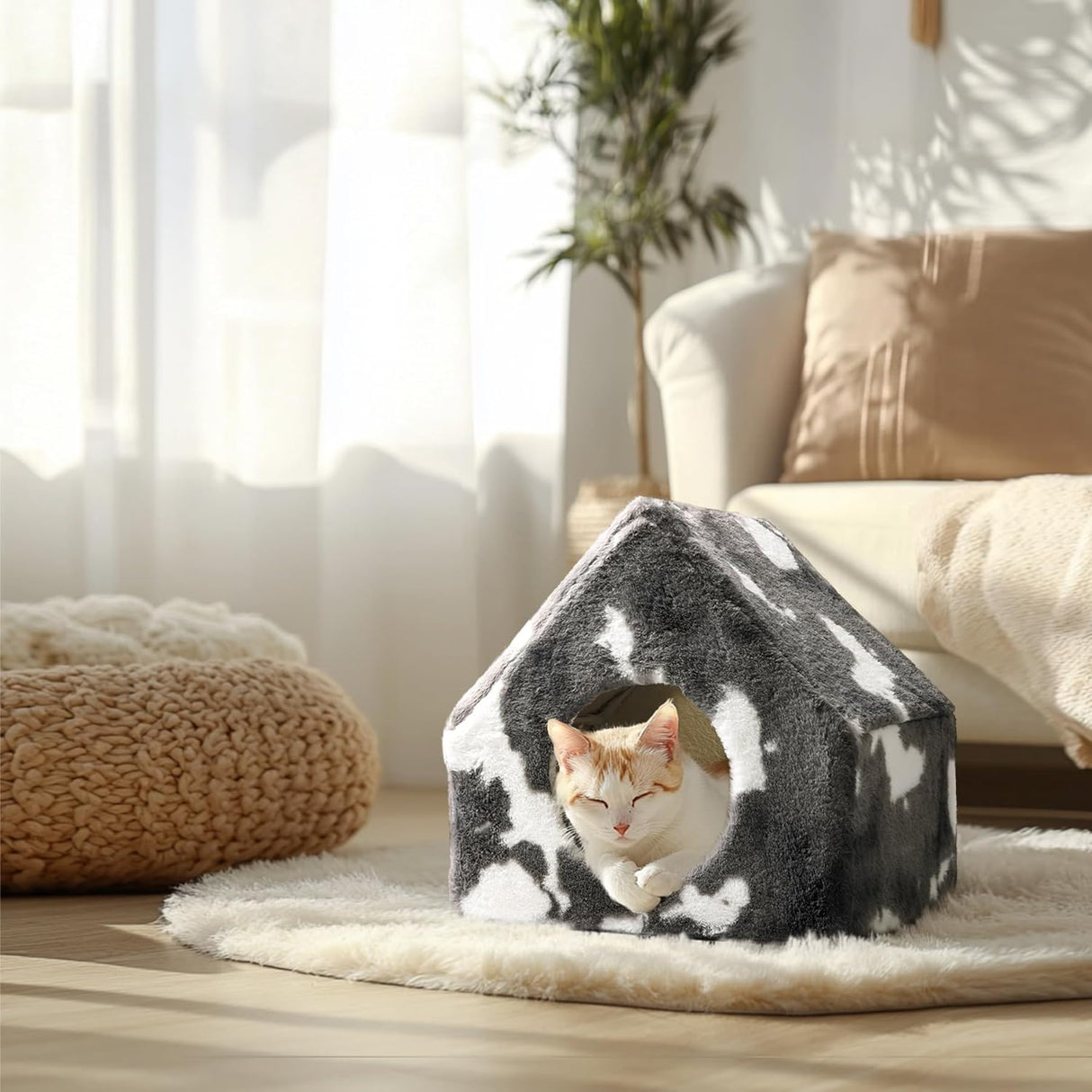 Cueva para Gatos ComSaf - Casa de Invierno, Lavable, Plush