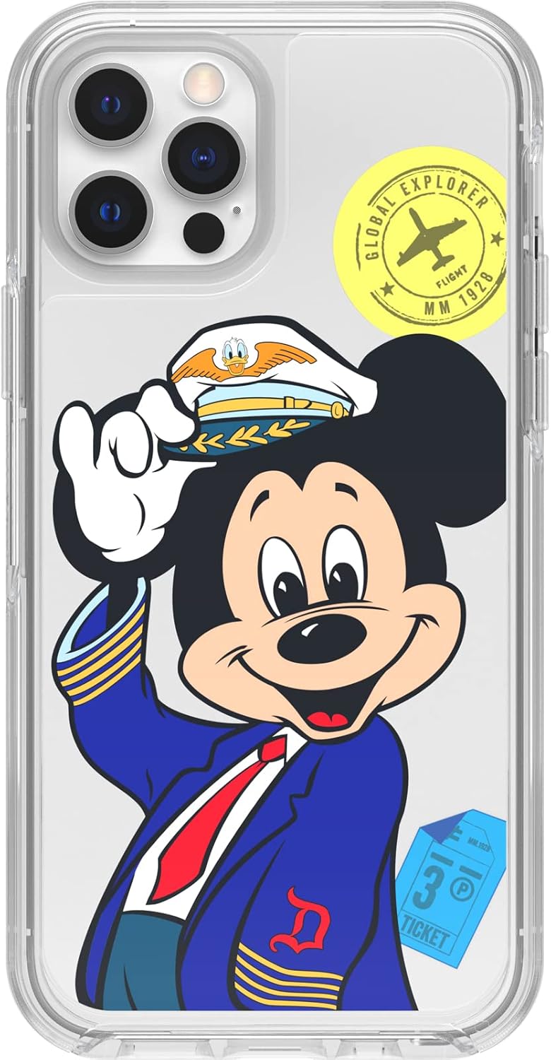 OtterBox Symmetry Series - Funda transparente para iPhone 12 y iPhone 12 Pro, Mickey Pilot