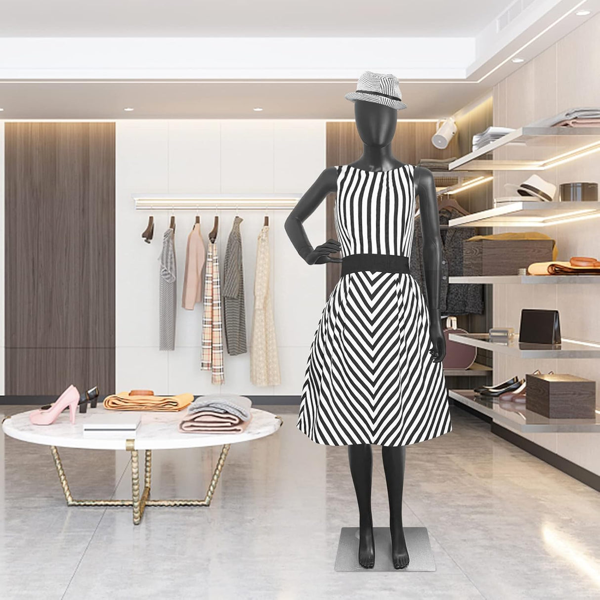 Maniquí femenino ajustable 70 con base de metal, modelo 1234