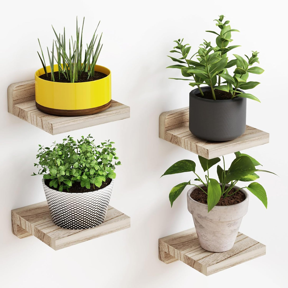 Estanterías Flotantes Fixwal, Madera Rústica, Set de 4, 5x5