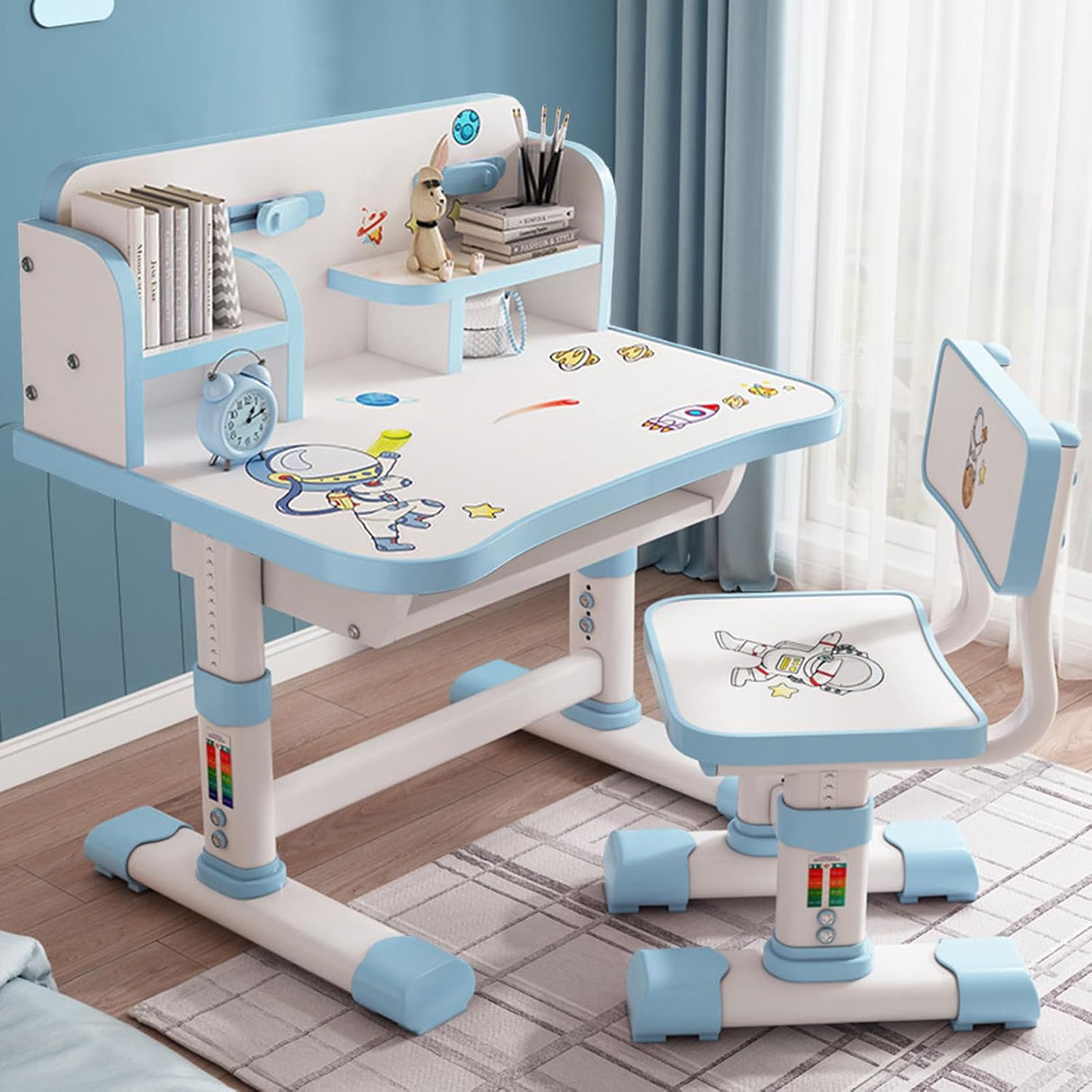 Juego de Escritorio y Silla Ajustable para Niñas, Ergonómico