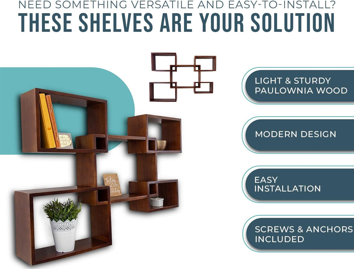 Estantes Flotantes Cuadrados - Set de 5 - Decoración Rústica