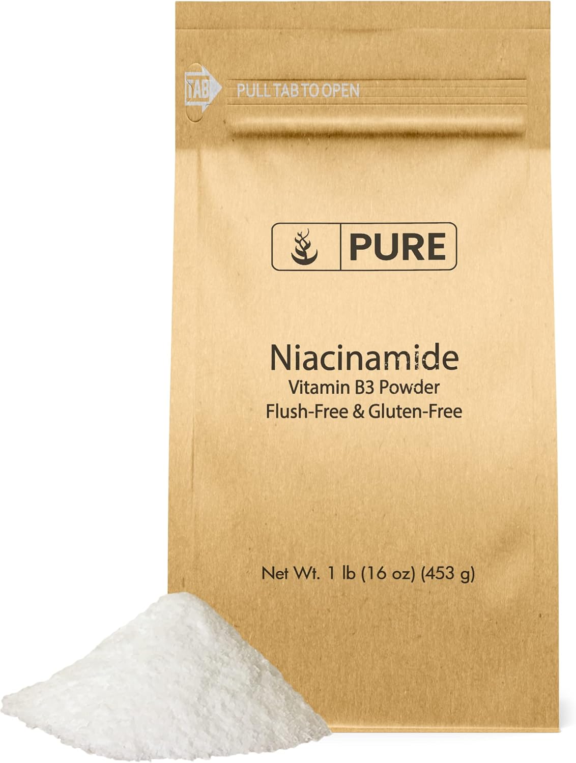 Suplemento Niacinamida 1 lb vitamina B3 sin gluten enjuage