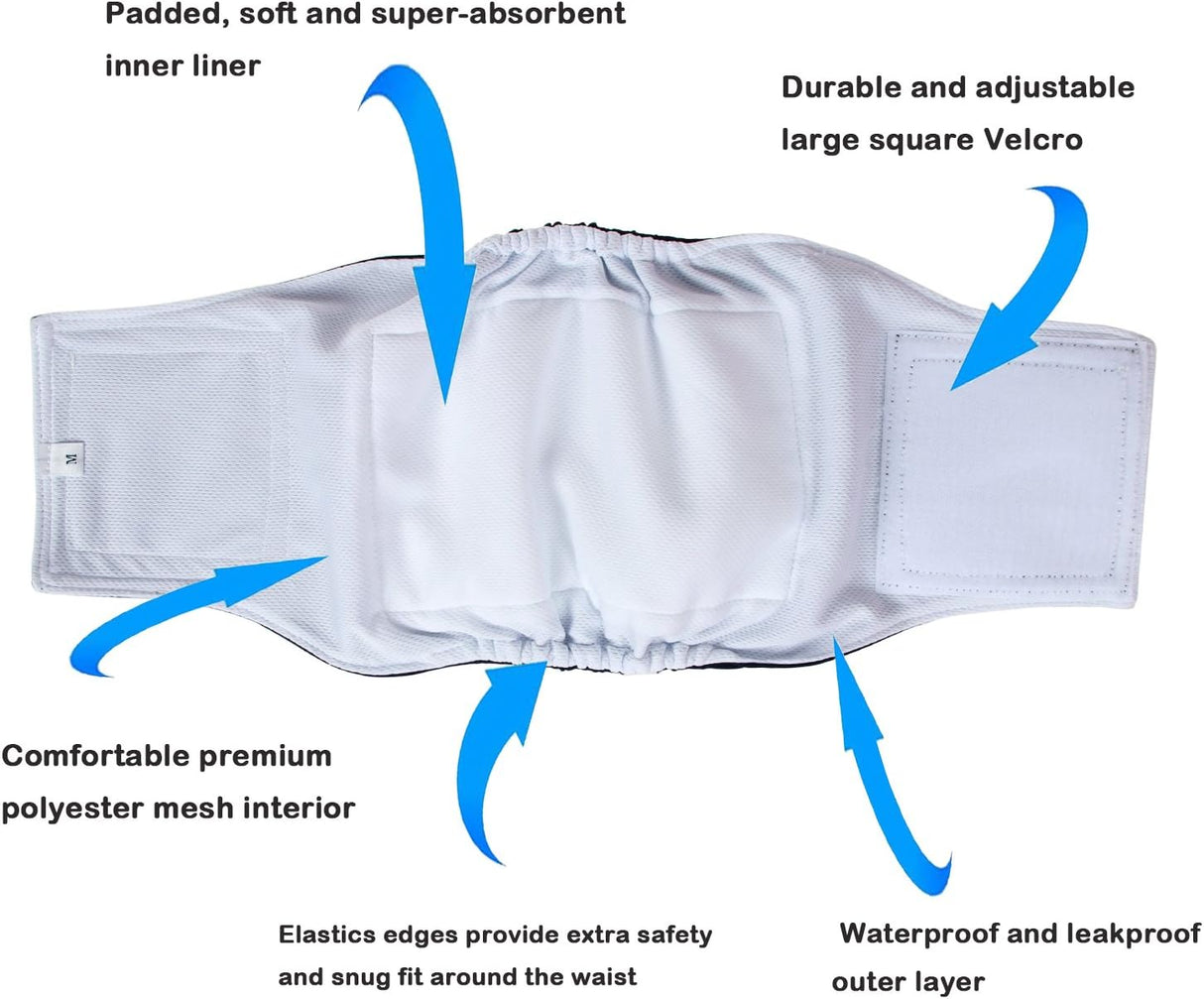 Pañales envolventes para perros machos, banda para barriga
