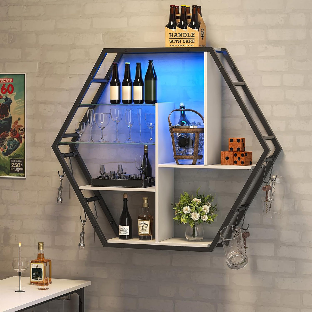 Estantes Flotantes con Luz, Almacenaje, Gran Capacidad, Modelo: LED