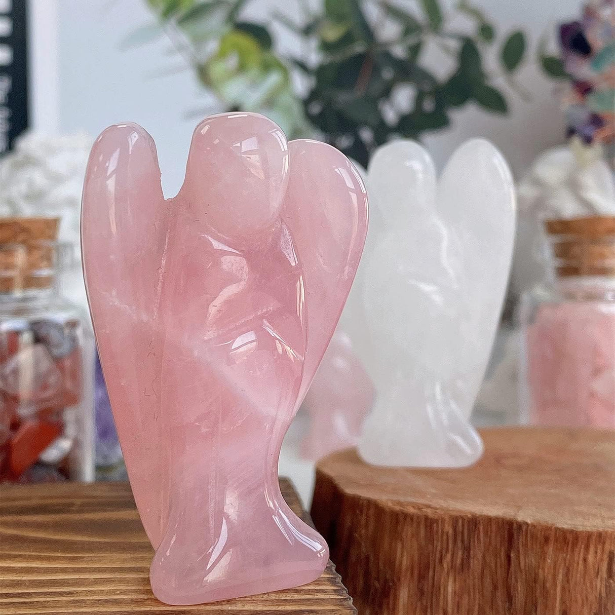 5 piezas de decoración de ángel de cristal amatista, cuarzo