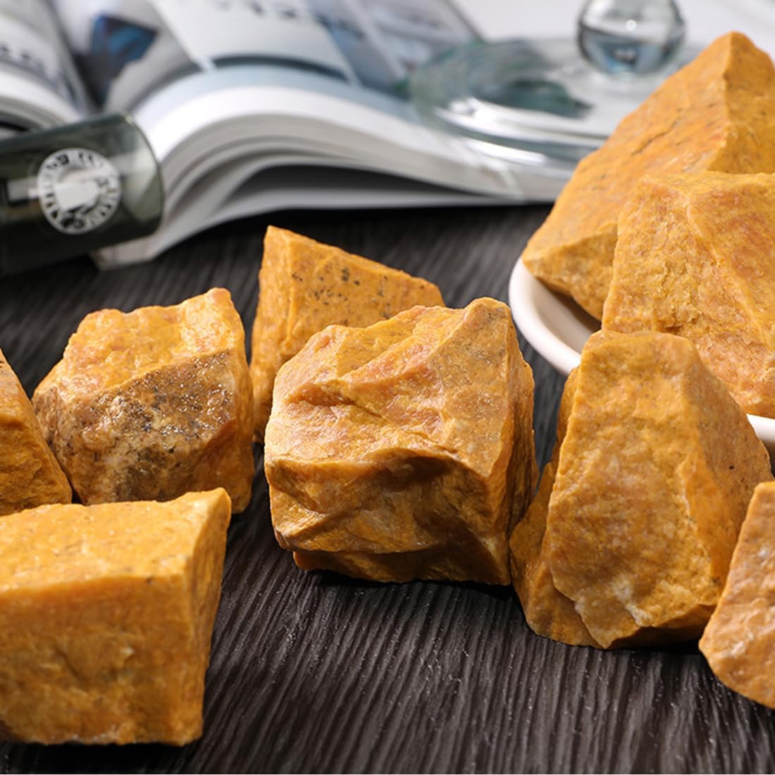 Cristales de Aventurina Amarilla, Roca Natural para Pulido