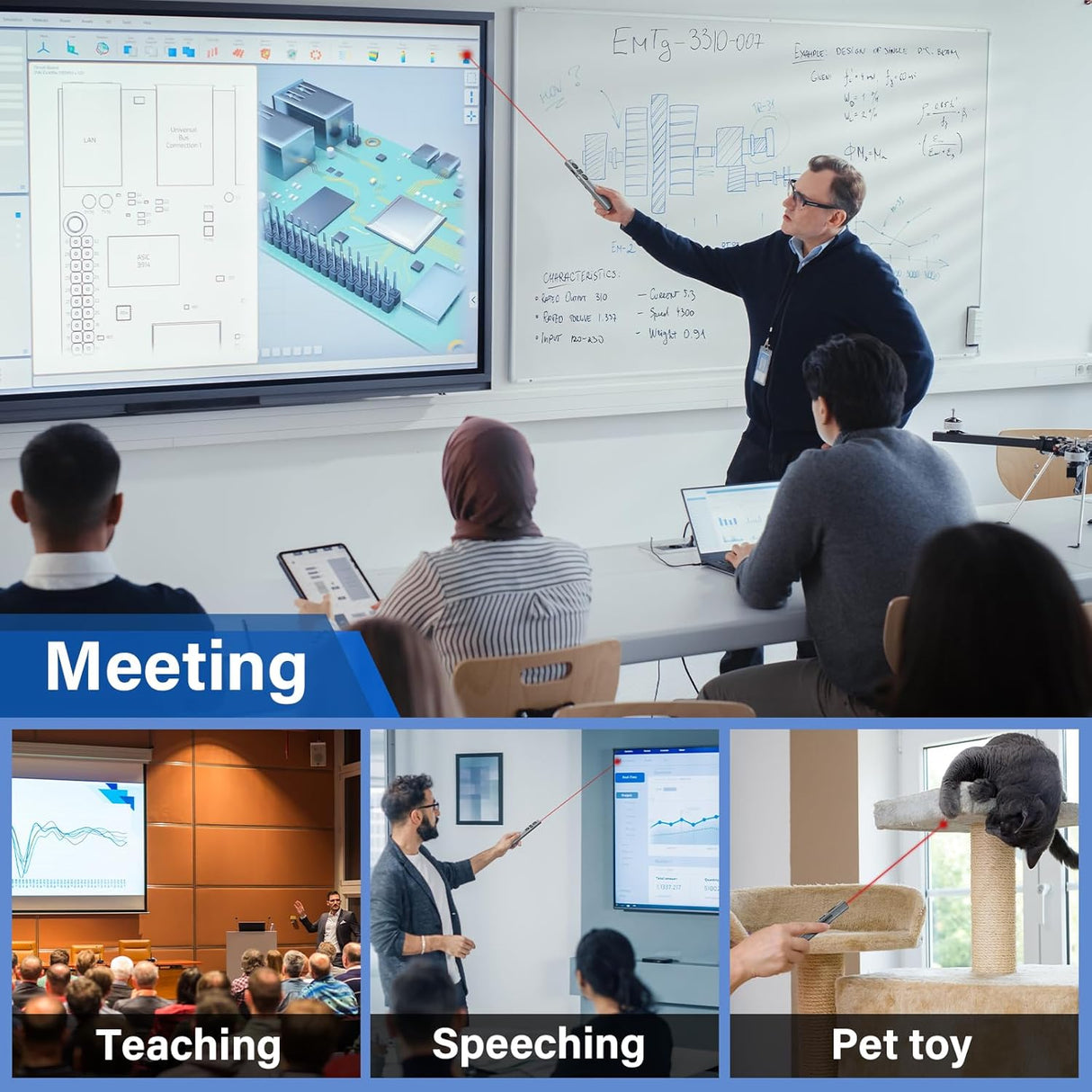 Presentador Inalámbrico USB-C, Recargable, Control Volumen, PPT