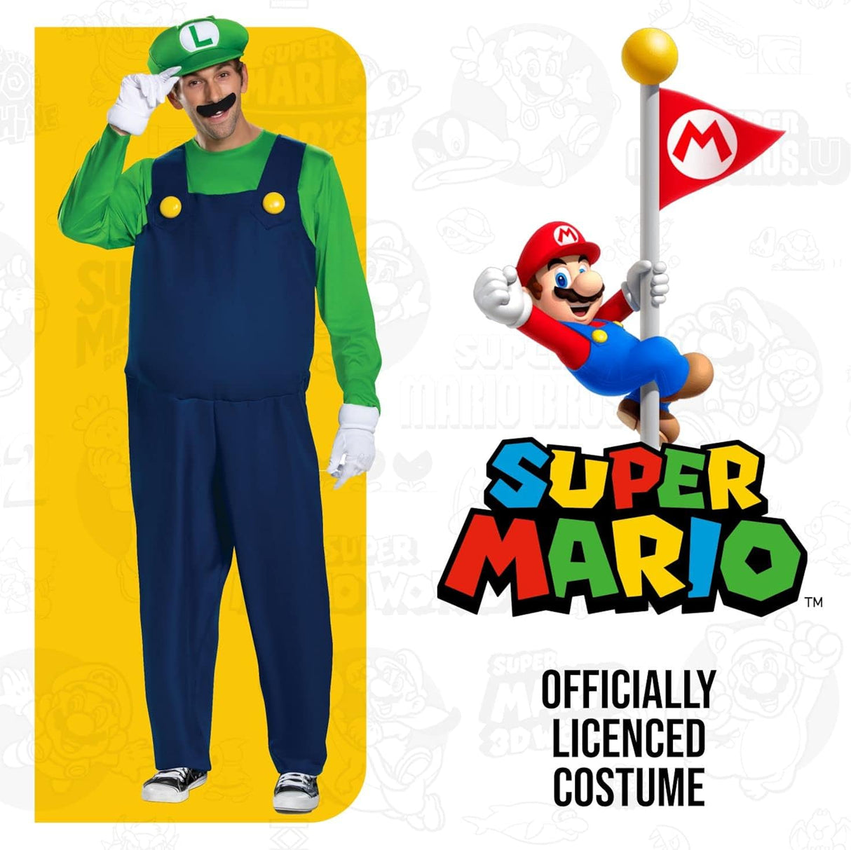 Disfraz de Luigi para hombre de Super Mario talla M
