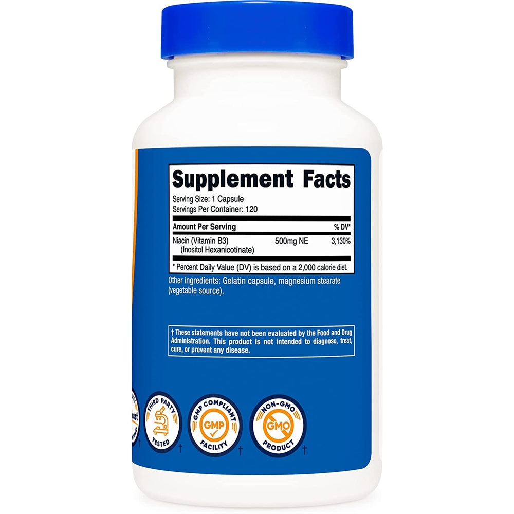 Suplemento niacina Inositol Hexanicotinato 500mg 120 cáp