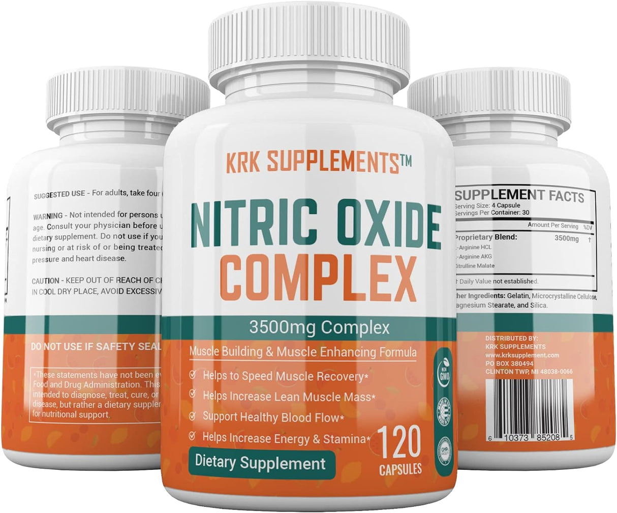 Suplemento 2 botellas complejo de óxido nítrico 3500 mg