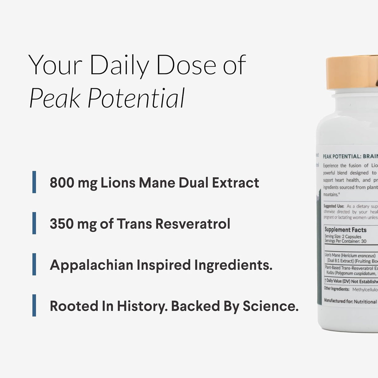 Suplemento resveratrol, 800 mg de extracto de melena de león