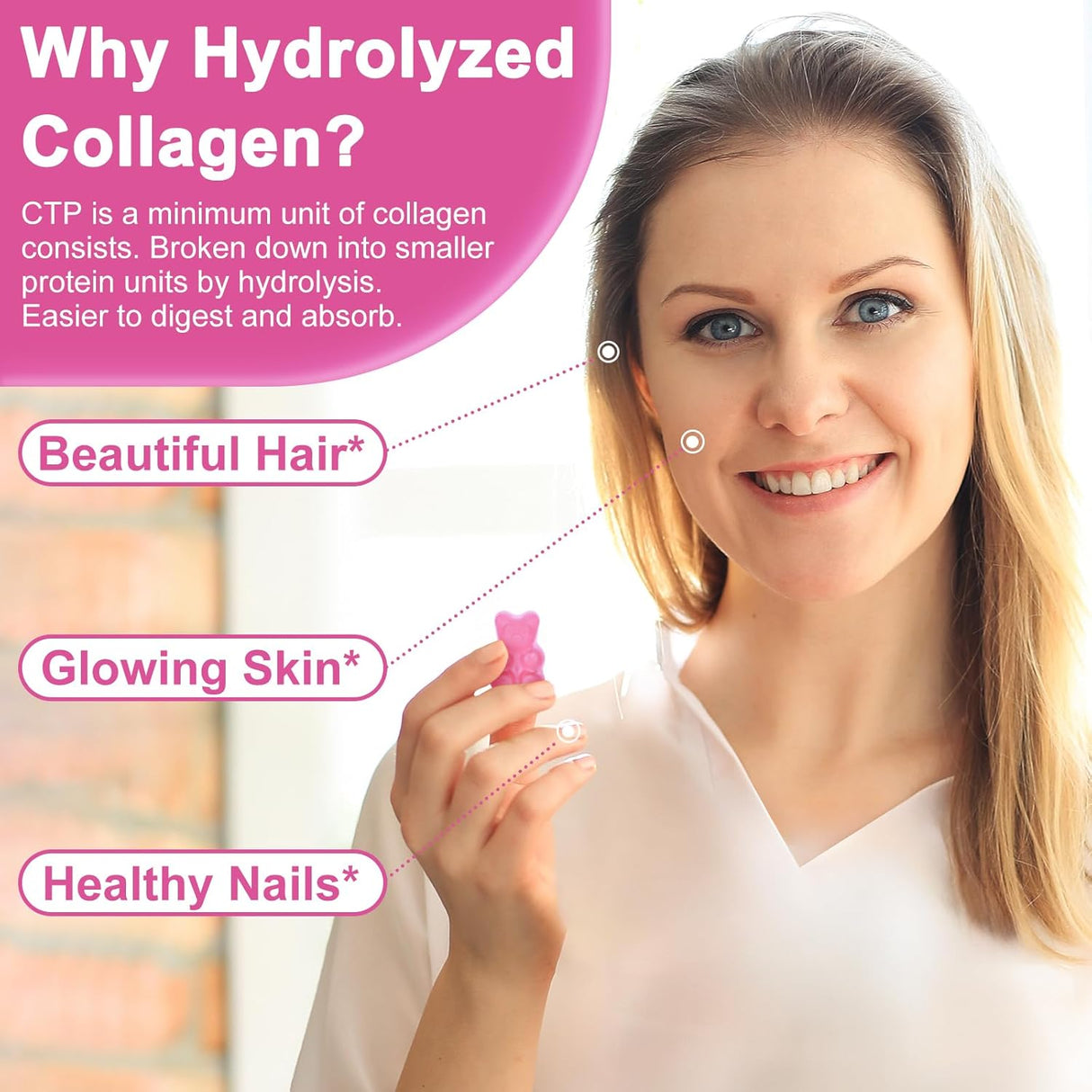 Multi Collagen Gummies, Colágeno Hidrolizado con Biotina, 60u