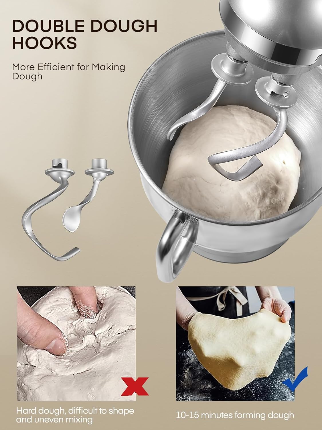 Batidora de Pie Fohere, 6+ P Velocidades, Acero Inoxidable