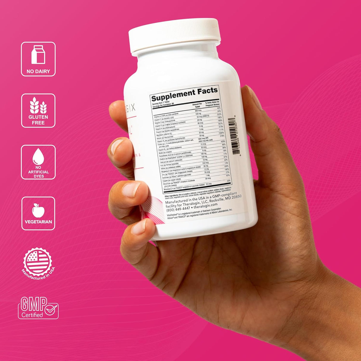 Suplemento prenatal Theralogix TheraNatal Core 90 días NSF