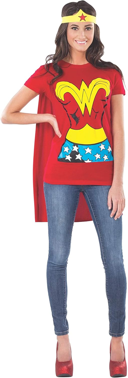Rubies DC Comics Wonder Woman - Camiseta con capa y diadema para mujer