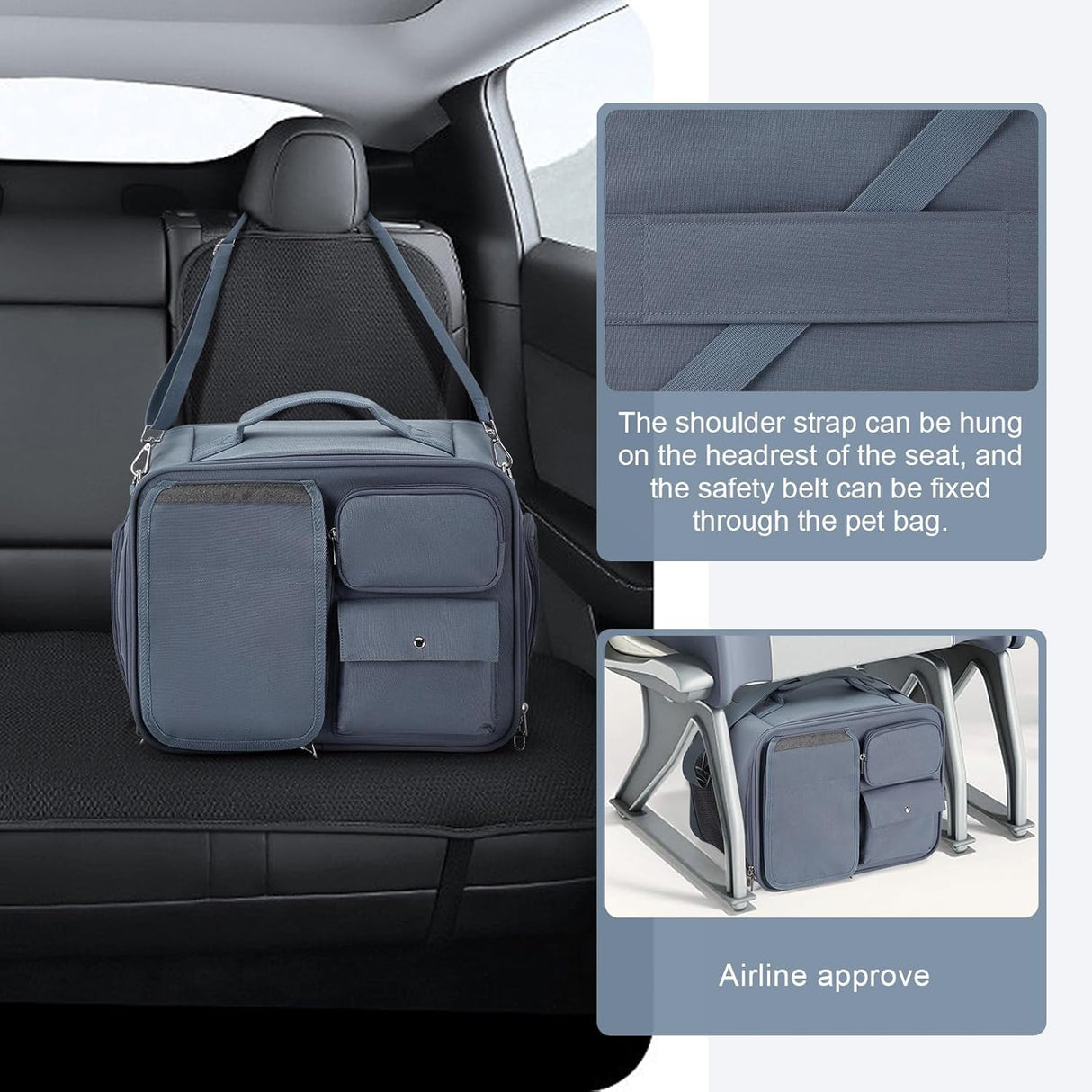 Mochila Transportadora Grande para Gatos y Perros, Aprobada