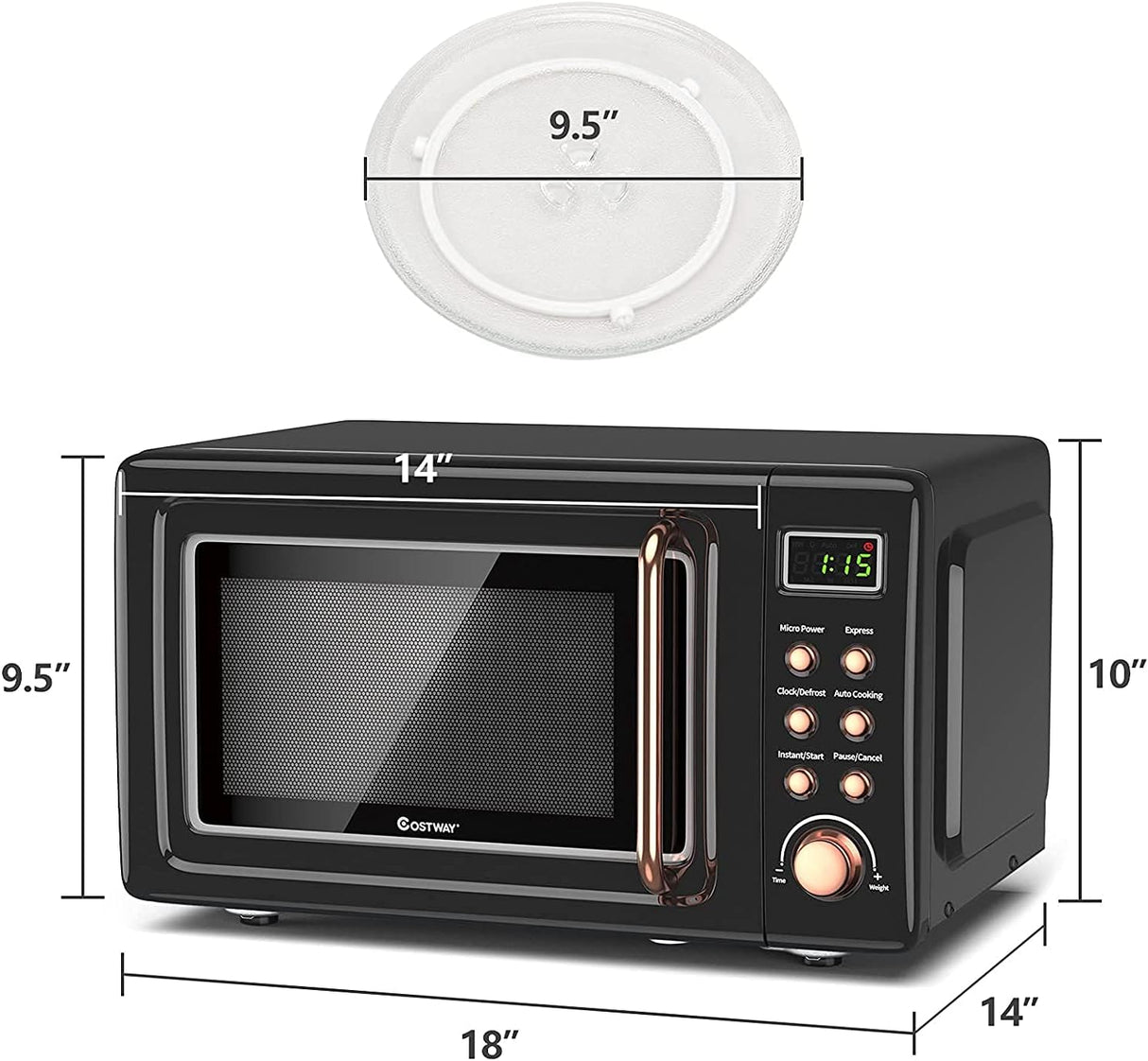 Horno Microondas Compacto Moccha 0.7Cu.ft 700W, Funciones