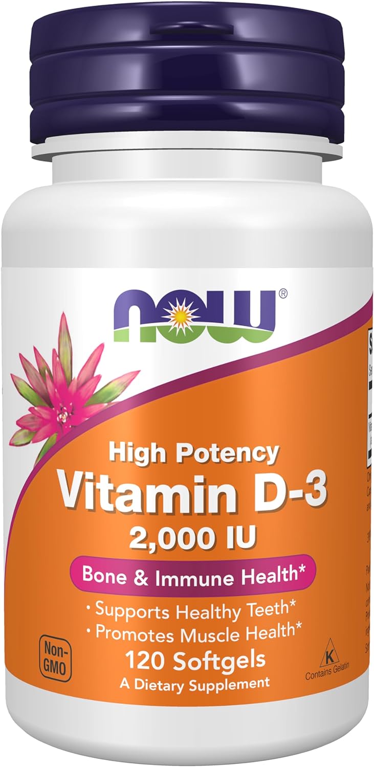 Suplementos NOW Foods, Vitamina D-3 2,000 IU, 120 Softgels