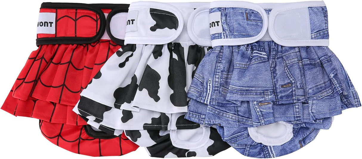 Avont Paquete 3 pañales lavables perras vestido de pañales