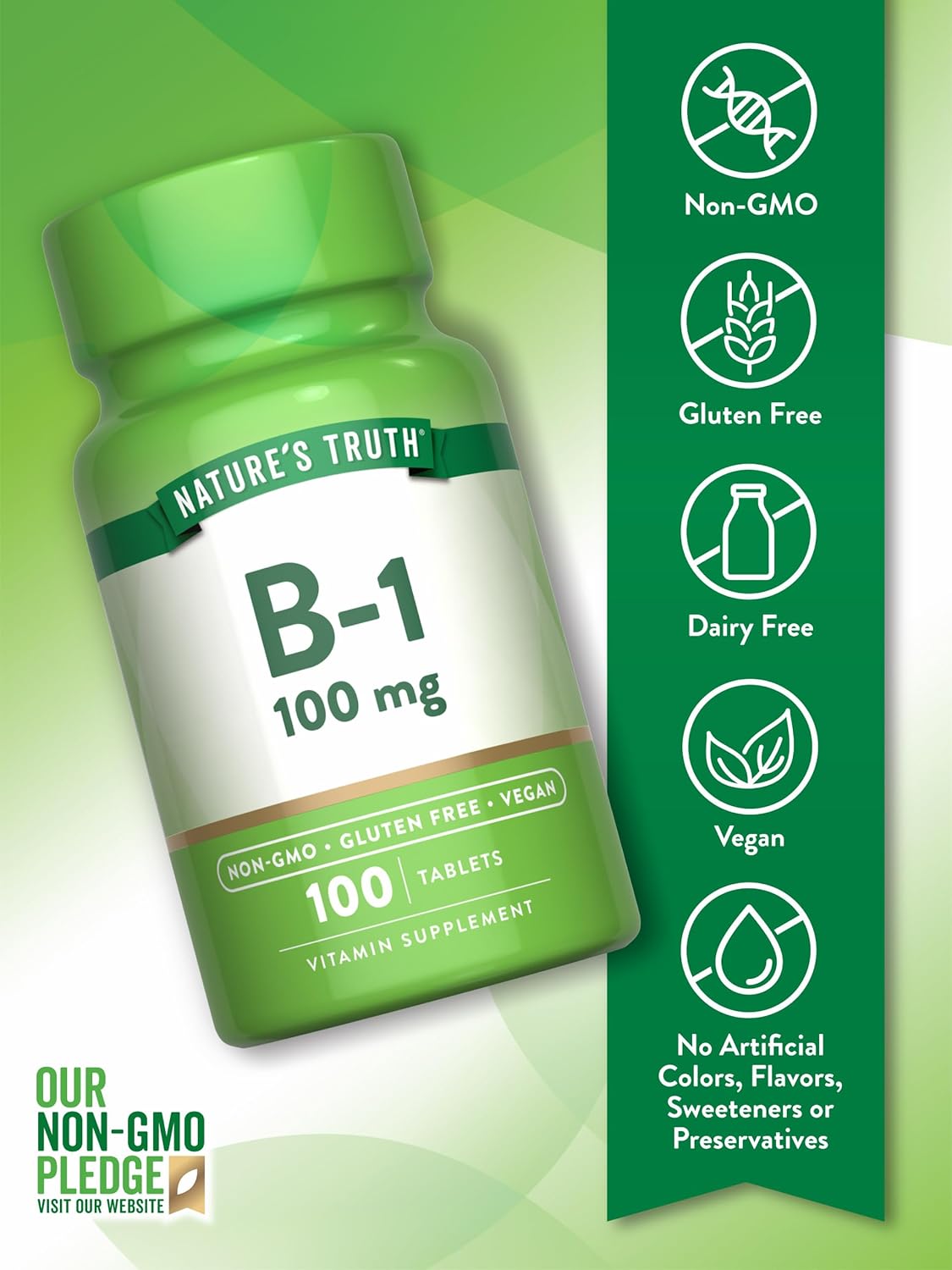Suplemento de Vitamina B1 100mg Nature's Truth | Vegano, No GMO
