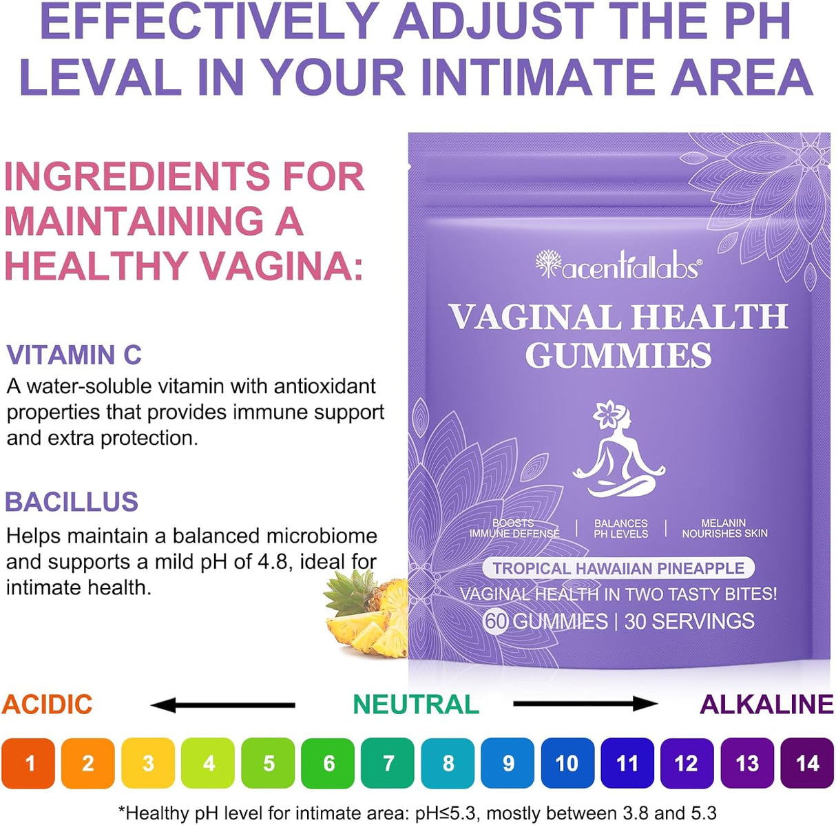 Vital Vaginal Probiotics Gummies, Salud Femenina, 60 unidades
