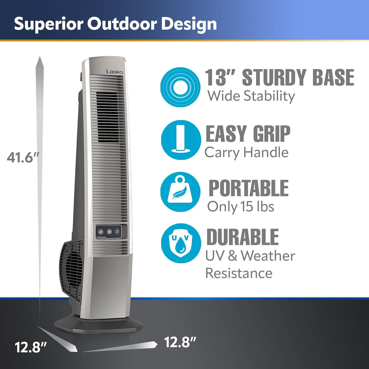 Ventilador de Torre Oscilante Lasko, 4 velocidades, YF202