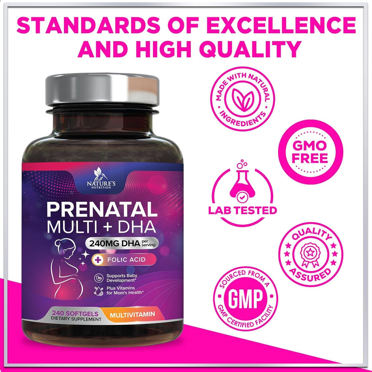 Suplemento Multivitamínico prenatal con ácido fólico y DHA