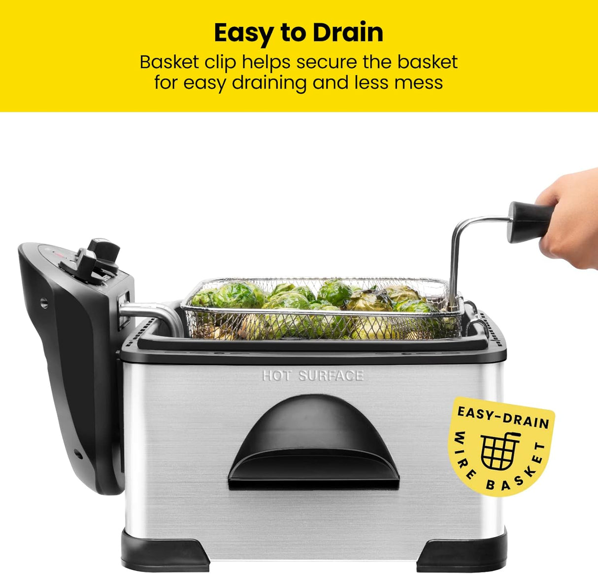 Freidora Chefman 4.5L con cesta, temporizador y aceite removible