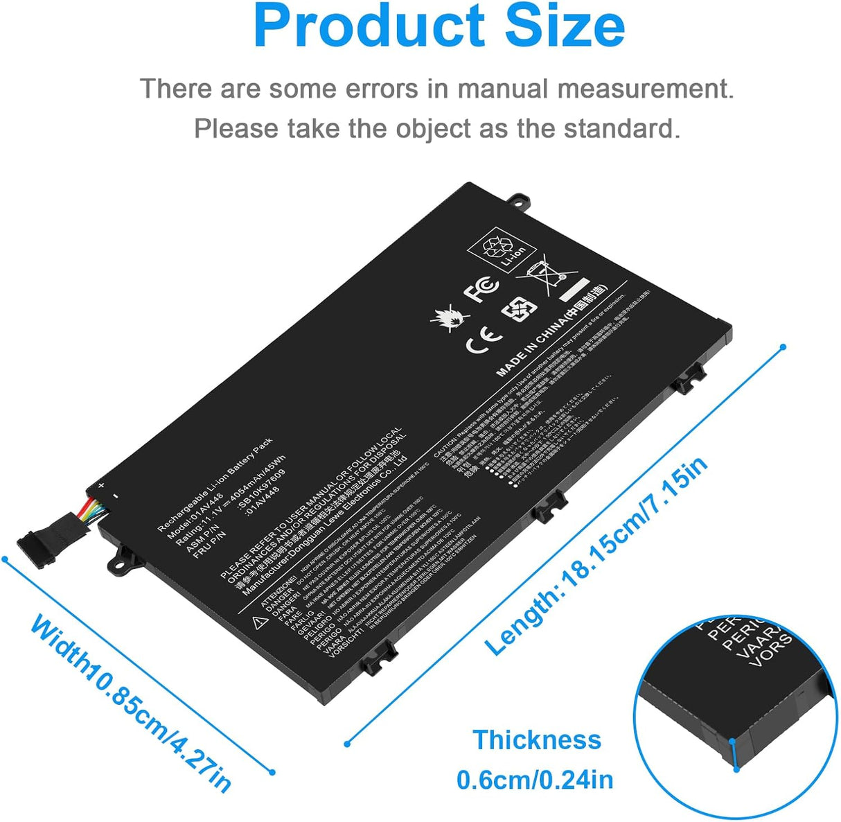 Batería 01AV445 01AV448 para Lenovo ThinkPad E480 E490 E580