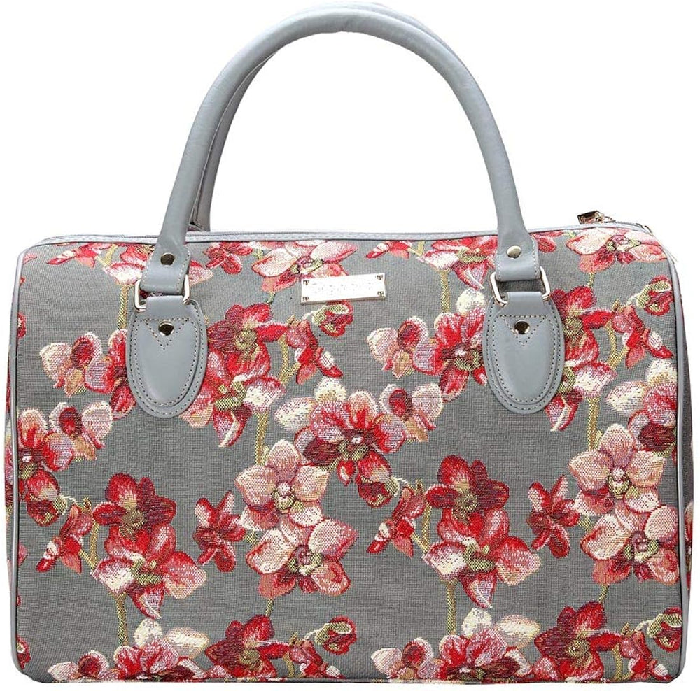 Bolsa con estampado floral y fondo gris Signare