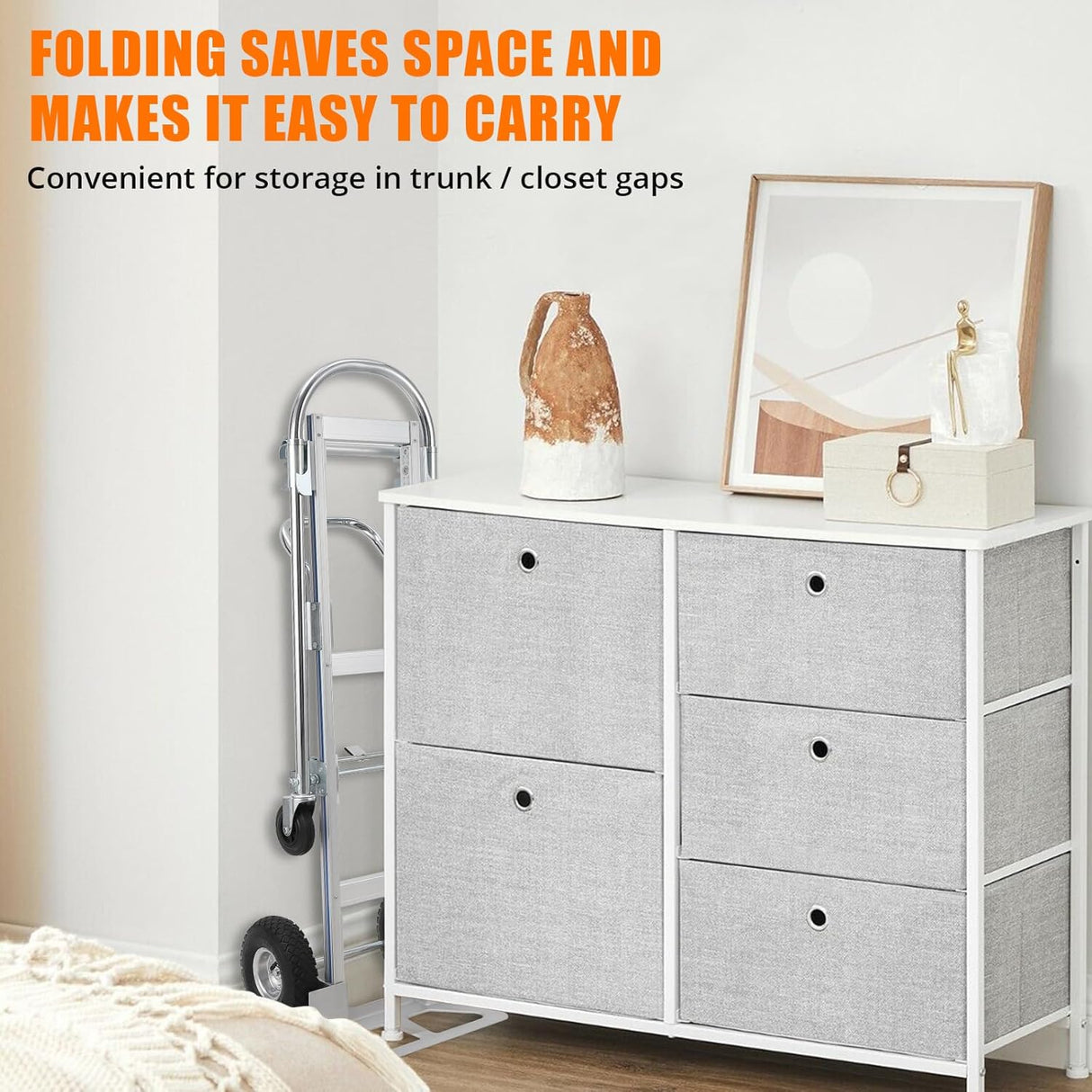 Carretilla Plegable de Aluminio, Carga 770lbs, Modelo 2-en-1