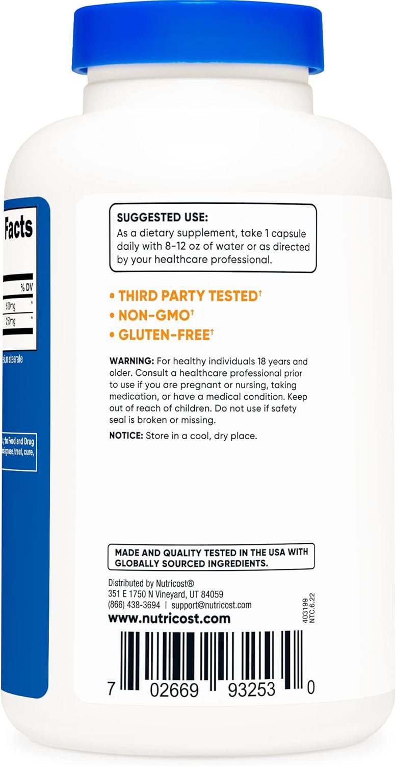 Nutricost L-Arginina y L-Ornitina 750mg 180 Cápsulas x2