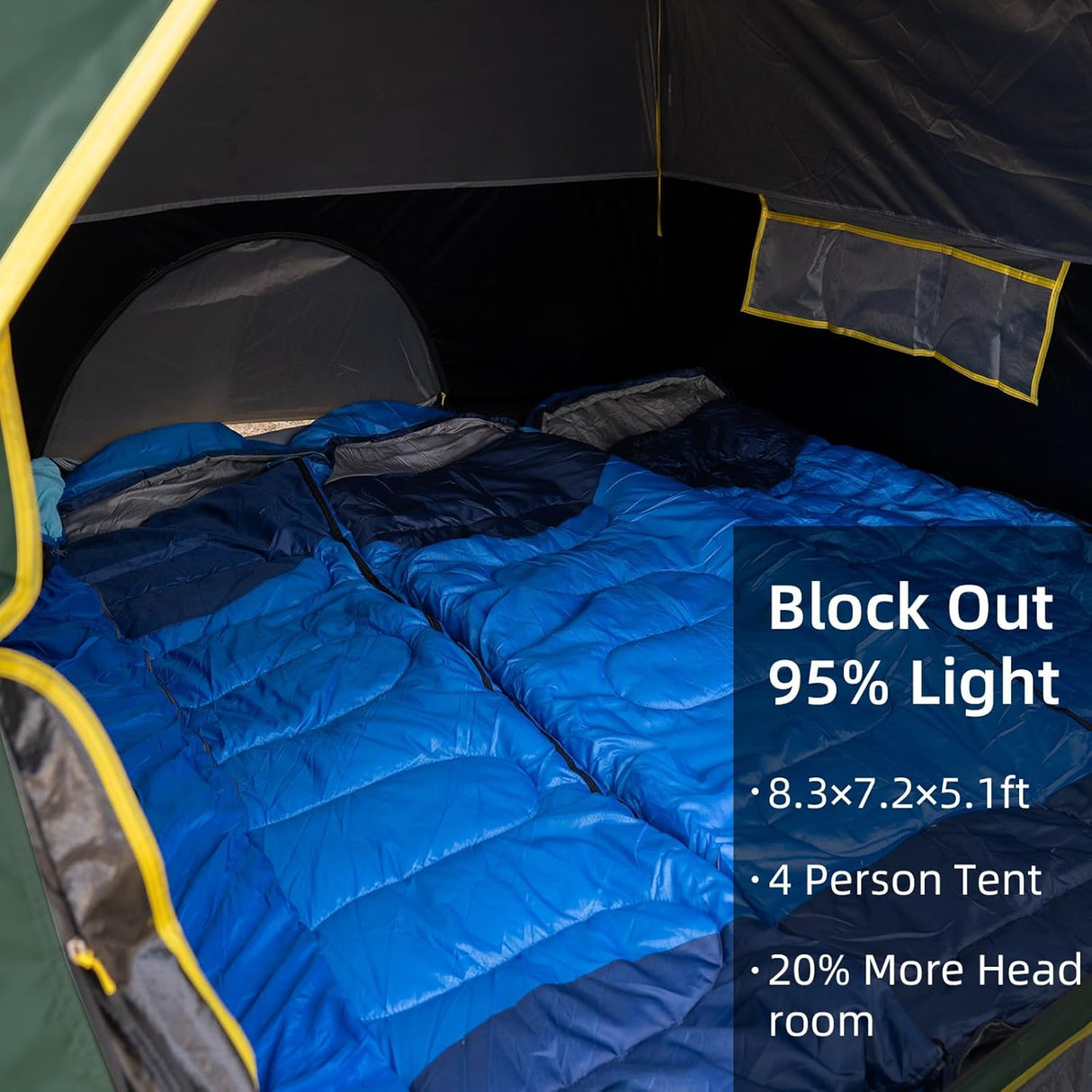 Tienda de campaña familiar 4 personas, impermeable, fácil de montar