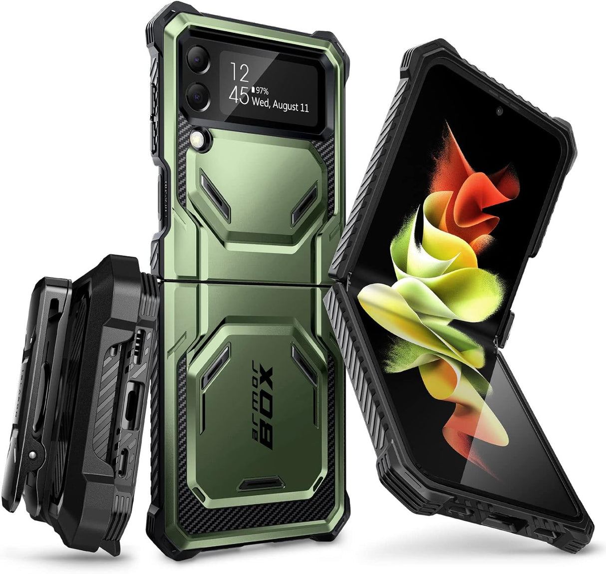 i-Blason Armorbox Series - Funda resistente para Samsung Galaxy Z Flip 4 5G (2022), con reducción de golpes y parachoques (Guldan)