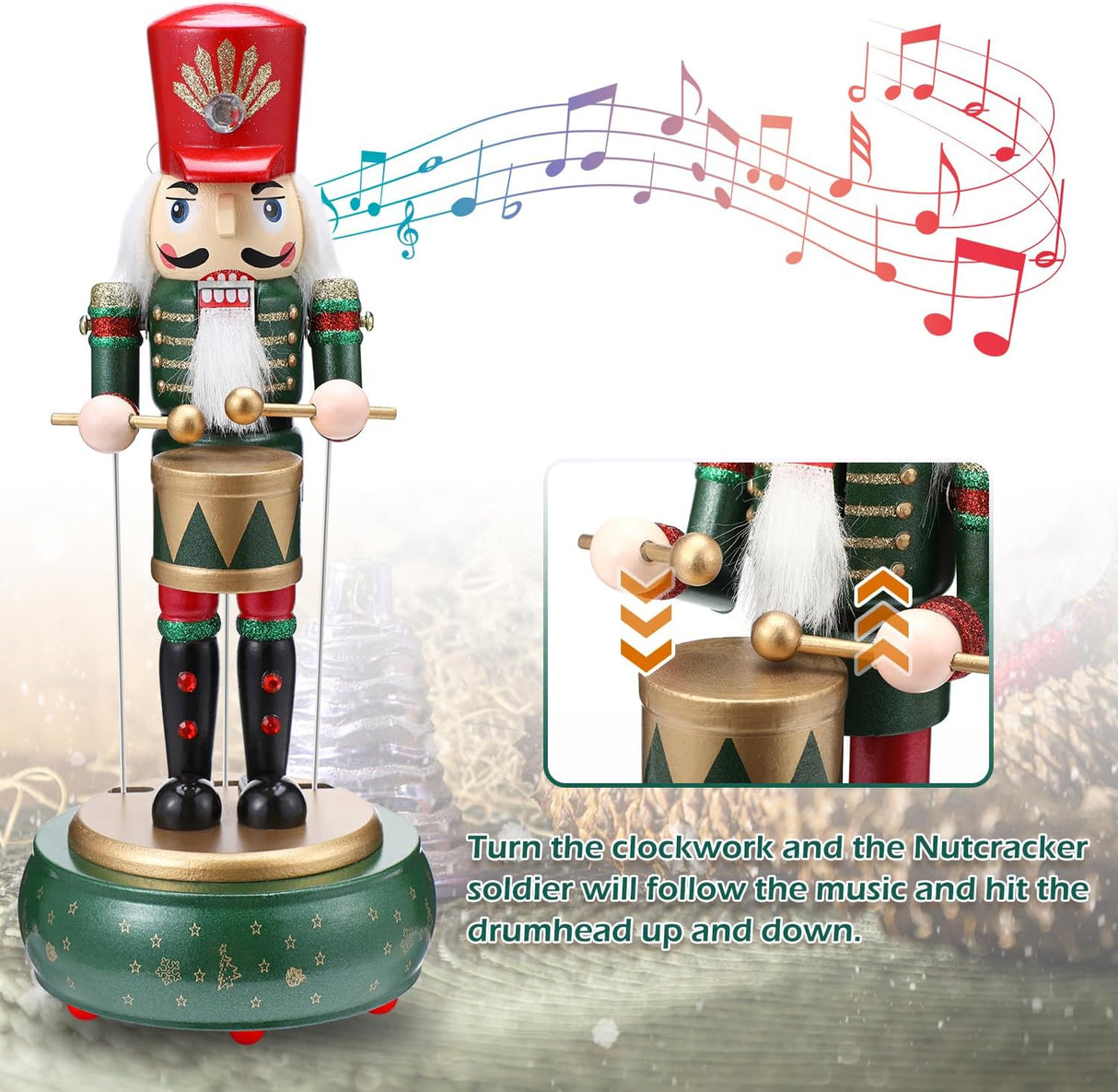 Figuras de Navidad Nutcracker, Biupky, 12 Madera, Caja Musical