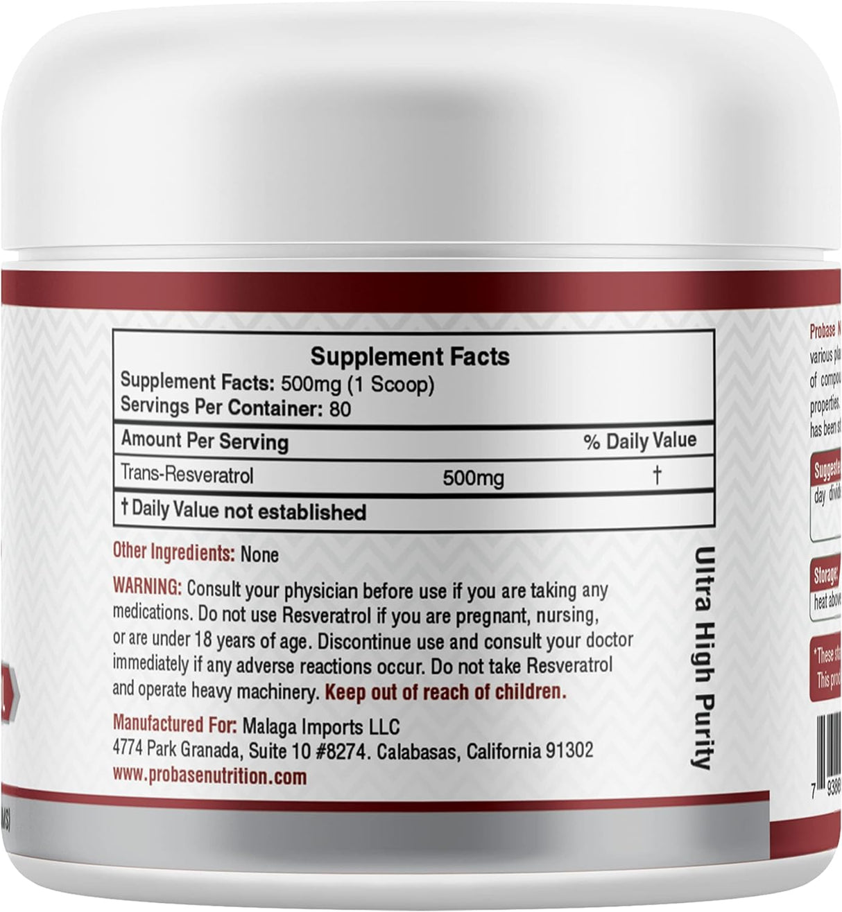 Suplemento Polvo de trans-resveratrol micronizado al 99%