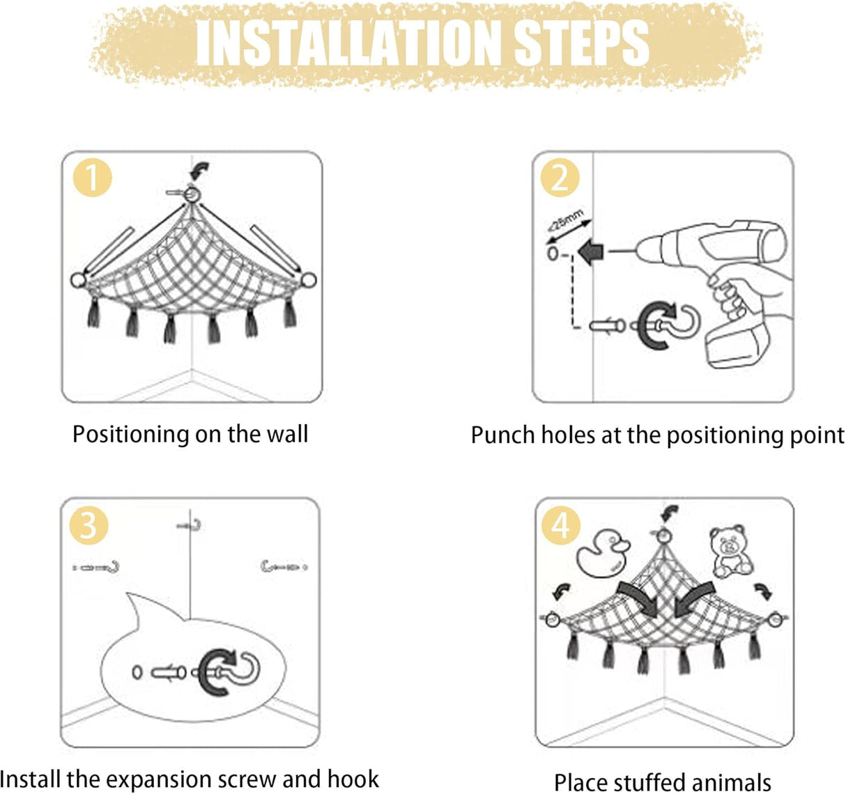 Hamaca para Peluches con Luz LED, Almacenaje para Niños