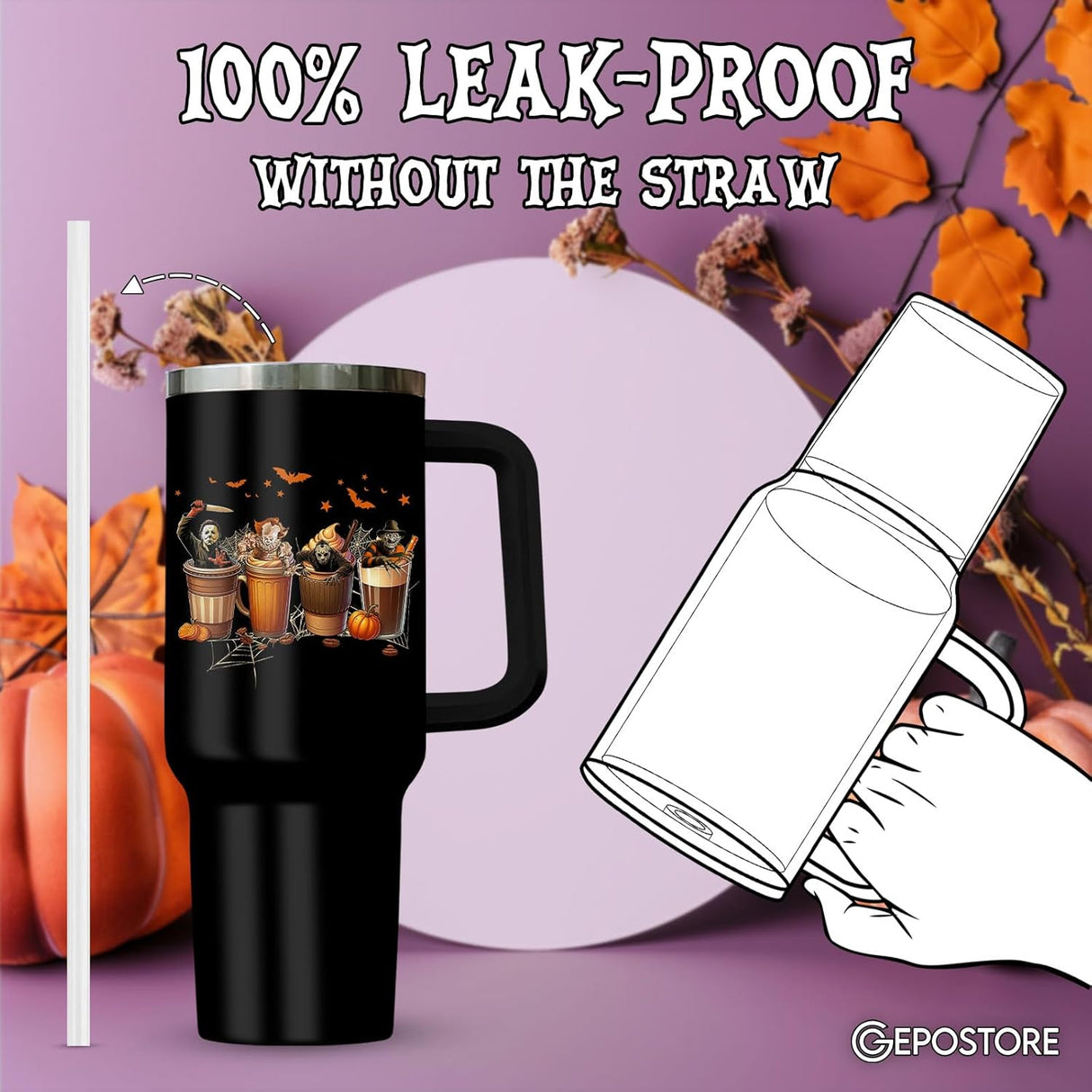 Taza de Acero Inoxidable con Asa para Amantes del Cine, 40 oz