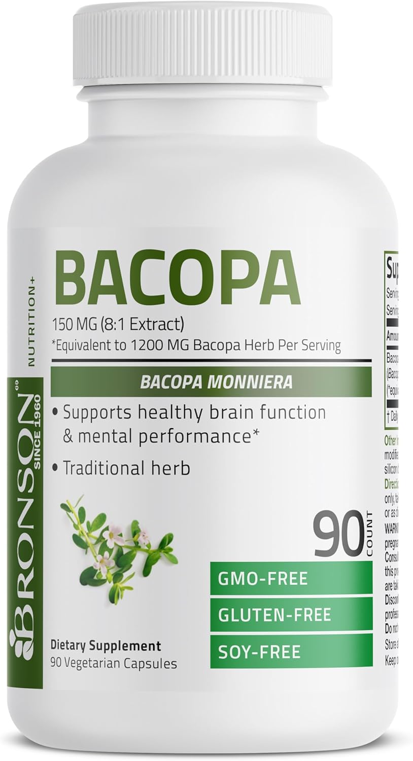 Suplementos Bronson Bacopa apoya la función cerebral 90 cáp