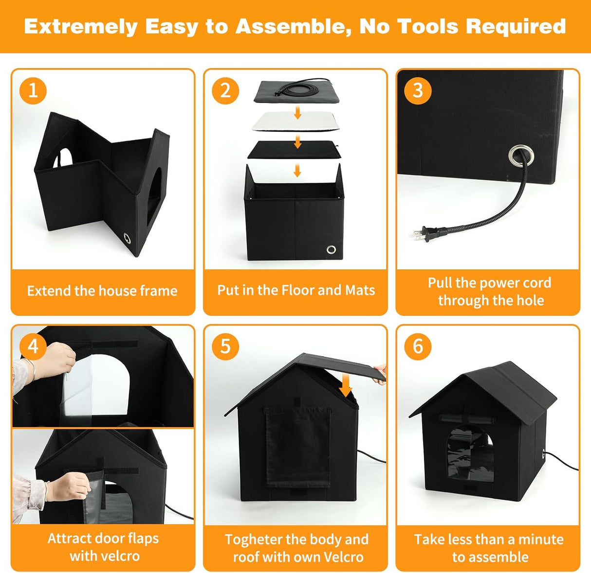 Casa Calentada para Gatos FHTONGE, Aislada y Plegable