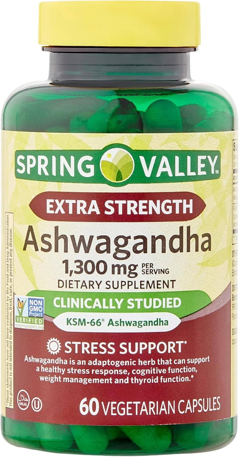 Cápsulas de Ashwagandha 1300mg Extra Fuerte - Spring Valley