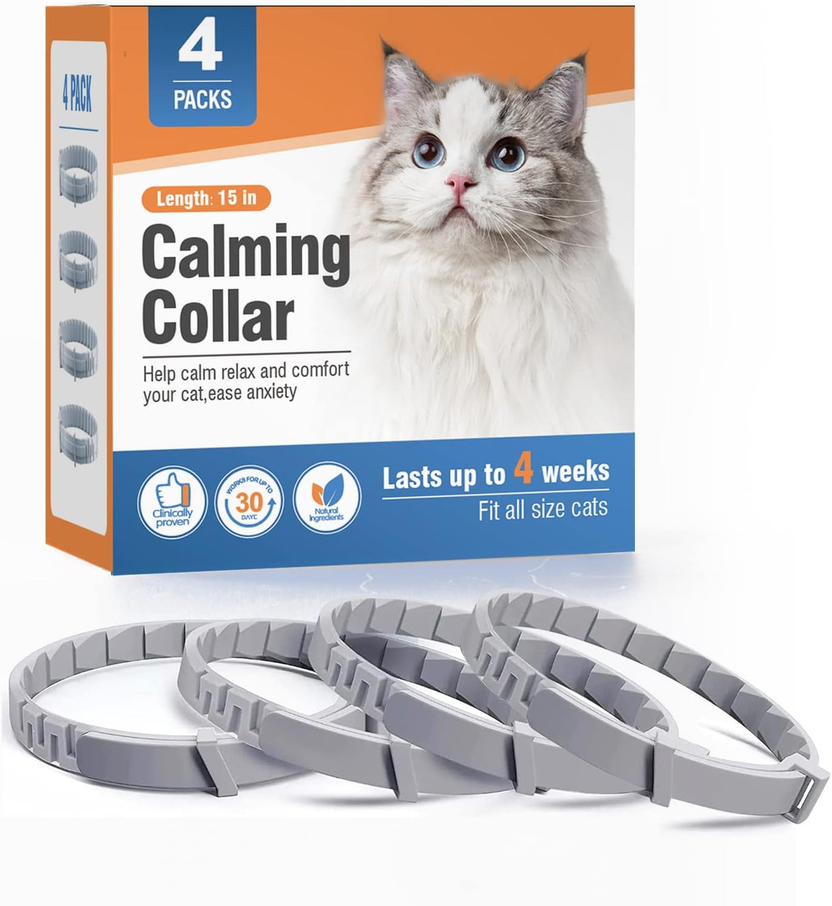 Paquete de 4 collares calmantes para gatos Pzlagia